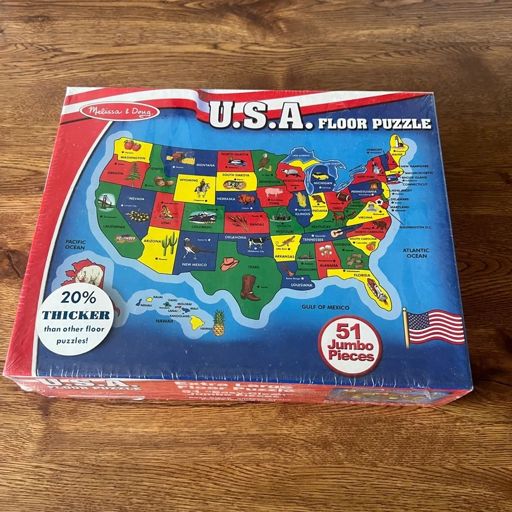Melissa & Doug USA Map Floor Puzzle 51 Jumbo Pieces New